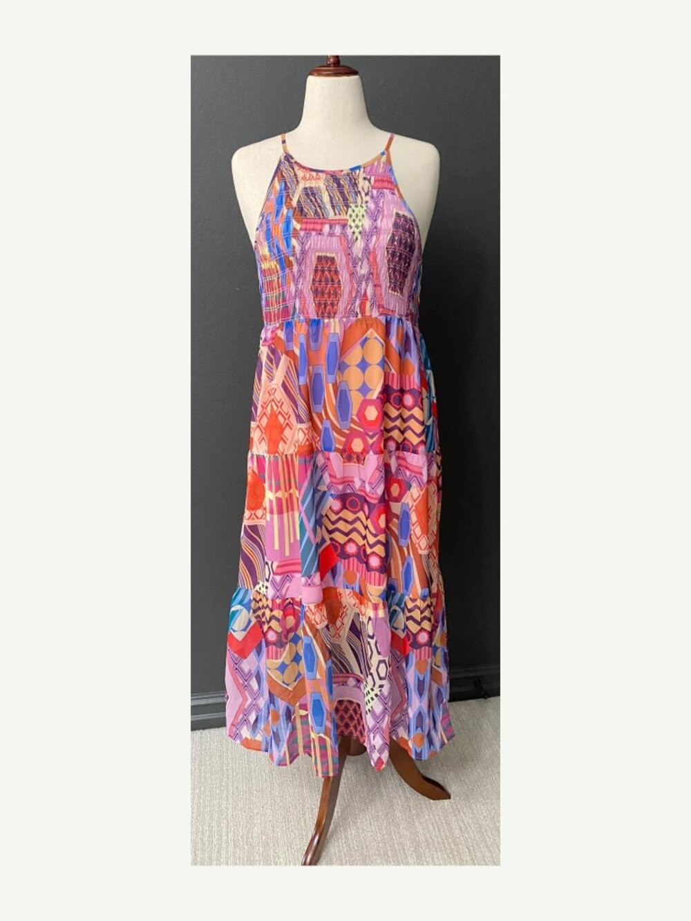 THML Multicolor Print Midi Dress Size L NWT